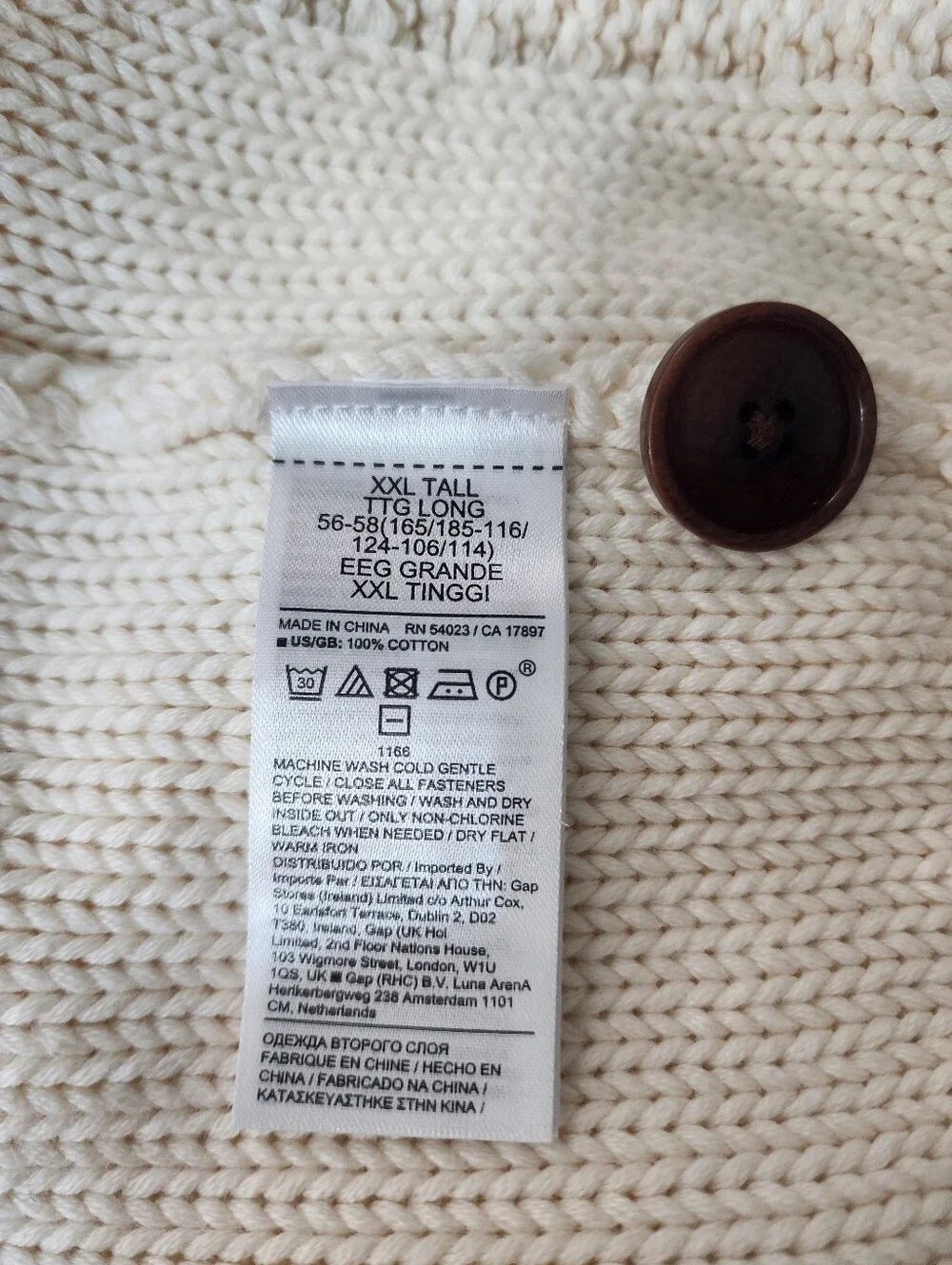 Banana Republic Men Cable Knit Shawl Collar Cardigan Sweater Ivory XXL Tall